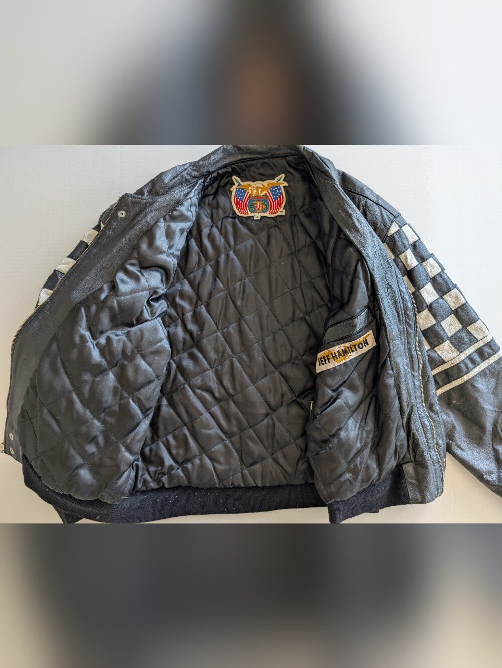 ​🏁 VTG Jeff Hamilton NASCAR 50th Anniversary Leather Racing Jacket - Picture 7 of 15